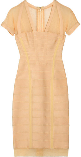 Hervé Léger Double-strap mesh bandage dress