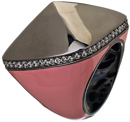Lauren G Adams Pink Ruthenium Pyramid Pave Cocktail Ring