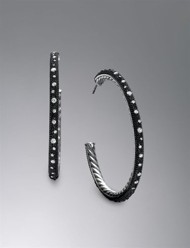 Midnight Melange Hoop Earrings, Diamond
