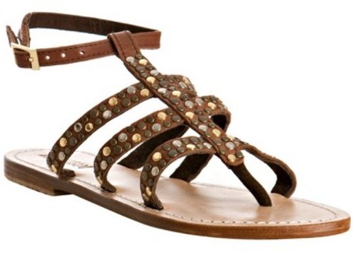 Mystique brown leather studded gladiator sandals