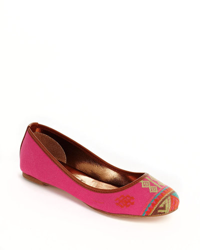 12TH STREET BY CYNTHIA VINCENT Sage Embroidered Fabric Ballet Flats
