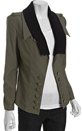 Wyatt olive stretch knit collar military jacket