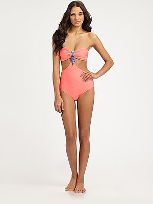 Mara Hoffman One-Piece Beaded/Cutout Swimsuit
