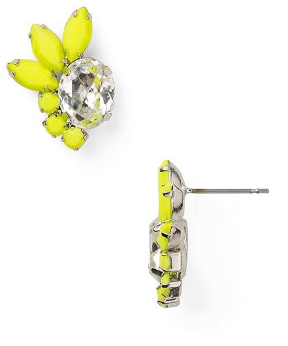 Aqua Yellow Crystal Stud Earrings