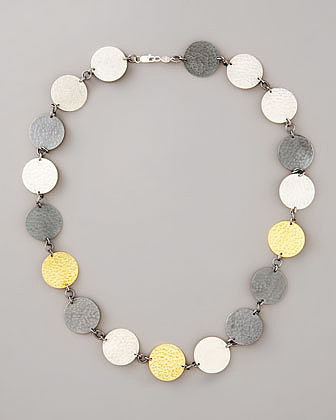 Gurhan Mixed-Metal Hammered Disc Necklace