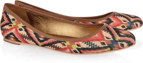 12th Street by Cynthia Vincent Sage printed canvas ballet flats