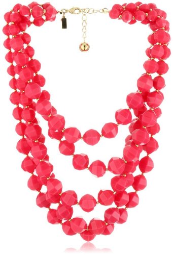 Kate Spade New York "Cut To The Chase" Bright Pink Bib Necklace
