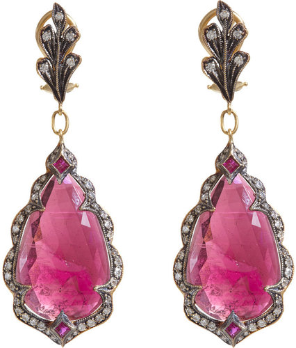 Cathy Waterman Pink Sapphire Arabesque Frame Earrings