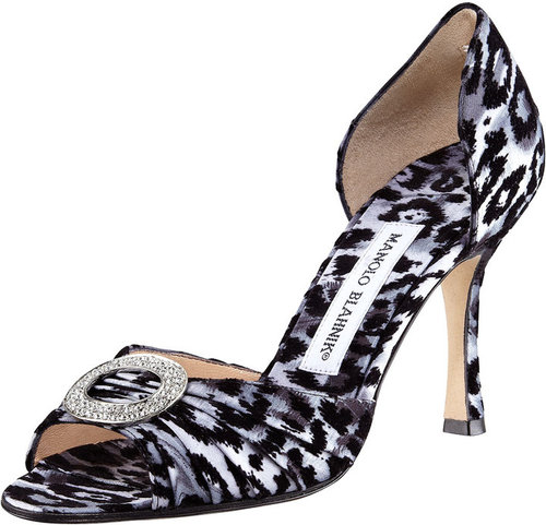 Manolo Blahnik Leopard-Print Velvet d'Orsay
