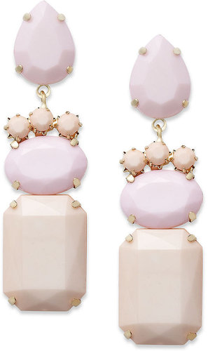Bar III Earrings, Gold-Tone Pink Opaque Stone Drop Earrings