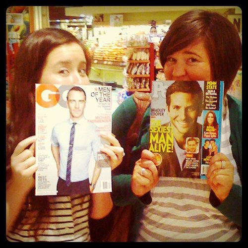 My best friend and I picked up some magazines "for the articles."
My best friend and I picked up some magazines "for the articles."