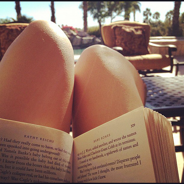 I snapped this pic of myself reading Bare Bones by Kathy Reichs during a weekend getaway in Palm Springs, CA.
I snapped this pic of myself reading Bare Bones by Kathy Reichs during a weekend getaway in Palm Springs, CA.