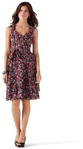 Flounced Chiffon Cutout-Back Dress