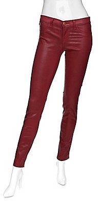 J Brand Exclusive Super Coated Skinny Jeans: Red