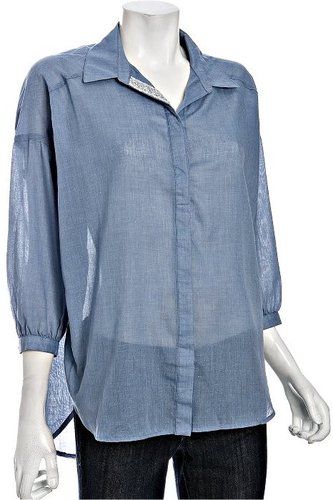 Romeo & Juliet Couture blue chambray sequin lapel oversized shirt