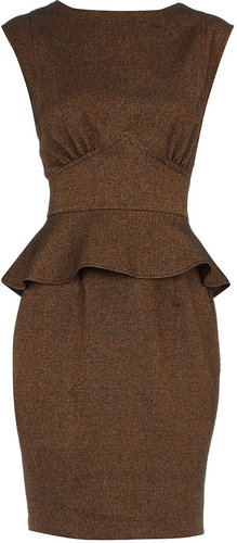 Gold peplum herringbone dress