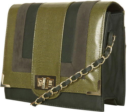 Mix Fabric Chain Bag