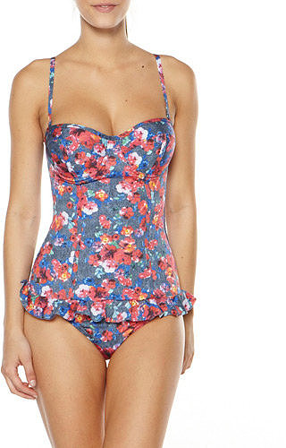 Speedo The Hamptons Denim Rose Frill One Piece