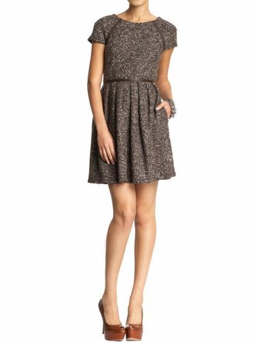 Tibi Tweedy Knit Cap Sleeve Dress