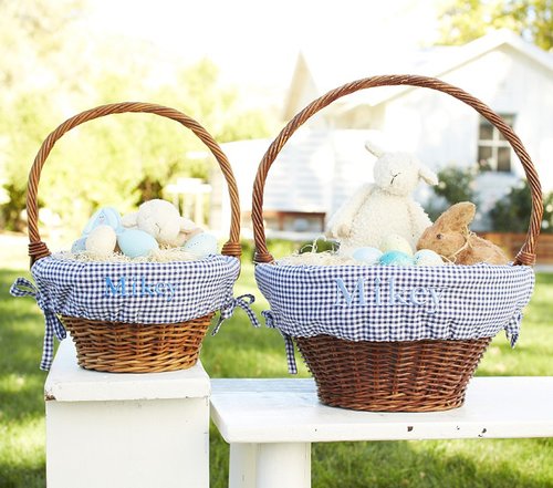 Navy Gingham Easter Basket Liners and Baskets Navy Gingham Easter Basket Liners and Baskets