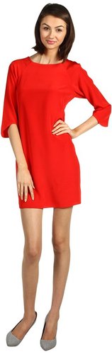 Tibi - Solid Silk Shift Dress (Red) - Apparel