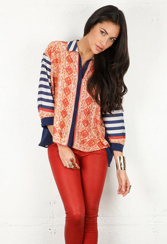 beyonce printed silk blouse