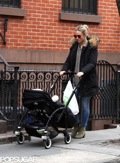 Sienna Miller walked with baby Marlowe in NYC.
Sienna Miller walked with baby Marlowe in NYC.