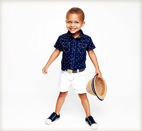 Printed Poplin Star Shirt and White Denim Shorts Printed Poplin Star Shirt and White Denim Shorts