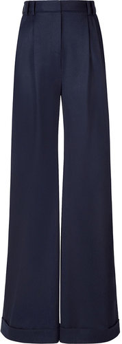Jason Wu Navy Wide Leg Pants with Pleat Front