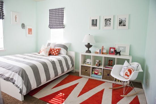 Aqua, Orange, and Gray