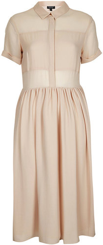 Solid and Sheer Shirtdress