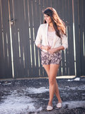 Studded Jacket & Lace Shorts