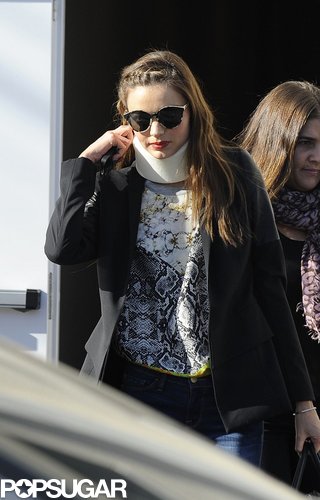 Miranda Kerr wore a neck brace in LA.
Miranda Kerr wore a neck brace in LA.