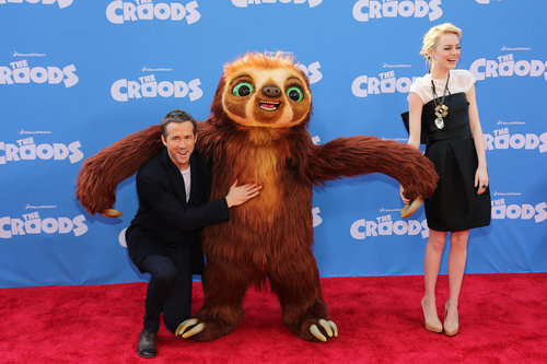 Emma Stone and Ryan Reynolds paired up on the red carpet for their NYC premiere of The Croods.
Emma Stone and Ryan Reynolds paired up on the red carpet for their NYC premiere of The Croods.