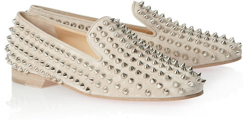 Christian Louboutin Rolling Spikes studded suede slippers