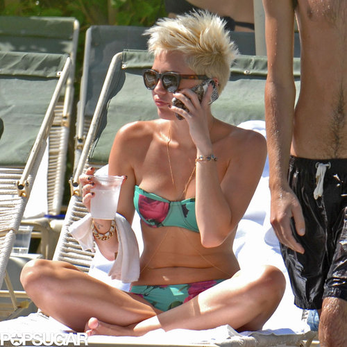 Miley Cyrus wasn't wearing her engagement ring.
Miley Cyrus wasn't wearing her engagement ring.