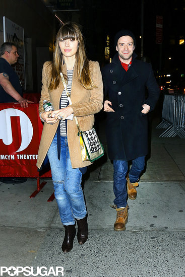 Jessica Biel and Justin Timberlake saw Book of Mormon in NYC. Jessica Biel and Justin Timberlake saw Book of Mormon in NYC.