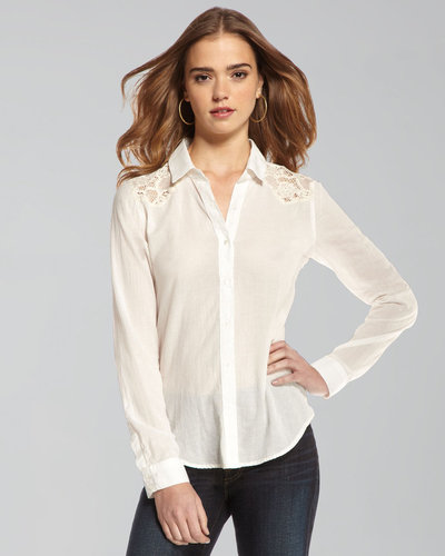 TEXTILE Elizabeth and James Austin Lace-Inset Button-Down Blouse