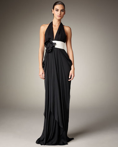 Notte by Marchesa Contrast-Waist Halter Gown