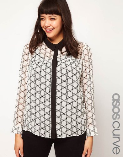 ASOS CURVE Shirt In Bow Print