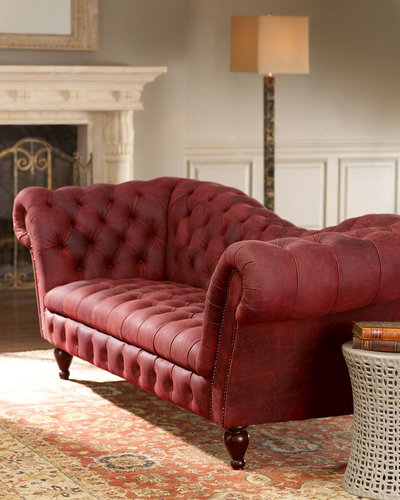 Berry Leather Recamier Sofa