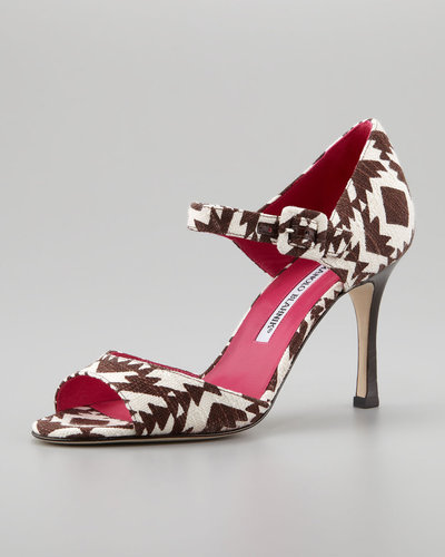 Manolo Blahnik Caldo Printed Mary Jane Pump