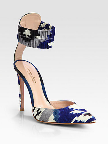 Altuzarra Ikat-Print Ankle Strap Pumps