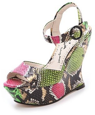 Alice + olivia Jana Snake Print Wedge Sandals