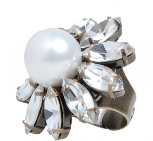 Pearl & Crystal Flower Ring