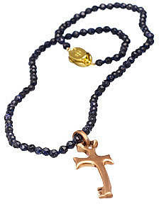 LMD Cross Key Pendant Beaded Necklace