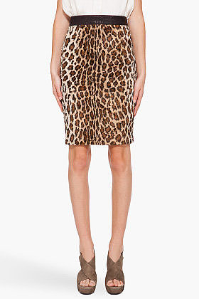 ELIZABETH AND JAMES Leopard Print Pencil Skirt