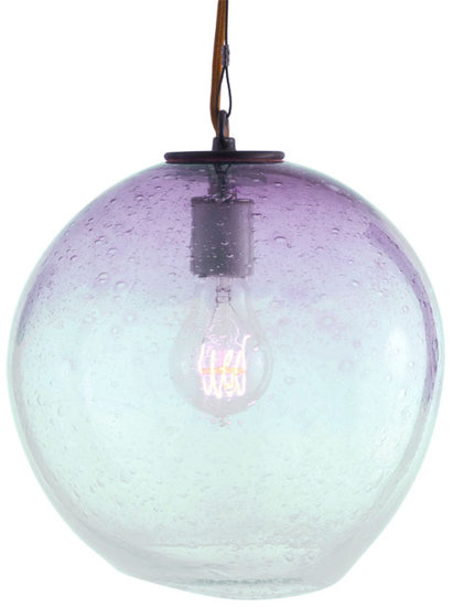 A beautiful ombré effect makes this handblown sphere pendant ($1,195) all the more striking.
A beautiful ombré effect makes this handblown sphere pendant ($1,195) all the more striking.