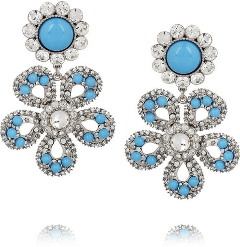 Miu Miu Swarovski crystal flower clip earrings