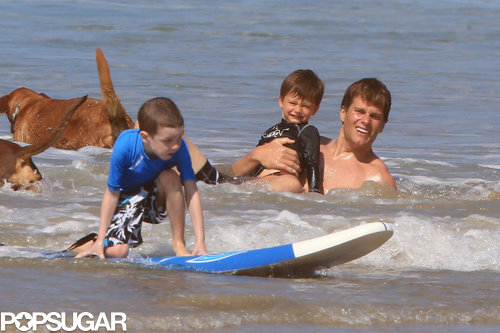 Tom Brady splashed around with his sons.
Tom Brady splashed around with his sons.